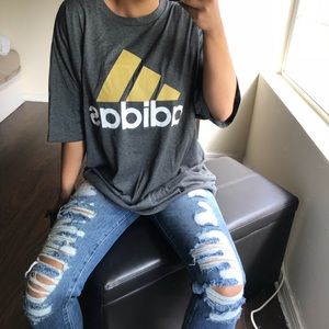 adidas Tops - Oversized charcoal adidas logo tee NWT adidas Tops - Oversized charcoal adidas logo tee NWT